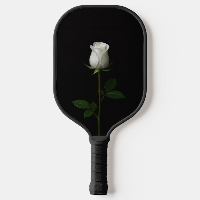 Black 4 Luxe Pickleball Paddle, Pure White Rose Paddle (Back)