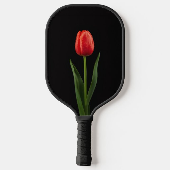 Black 4 Luxe Pickleball Paddle, Ruby Red Tulip Paddle (Back)
