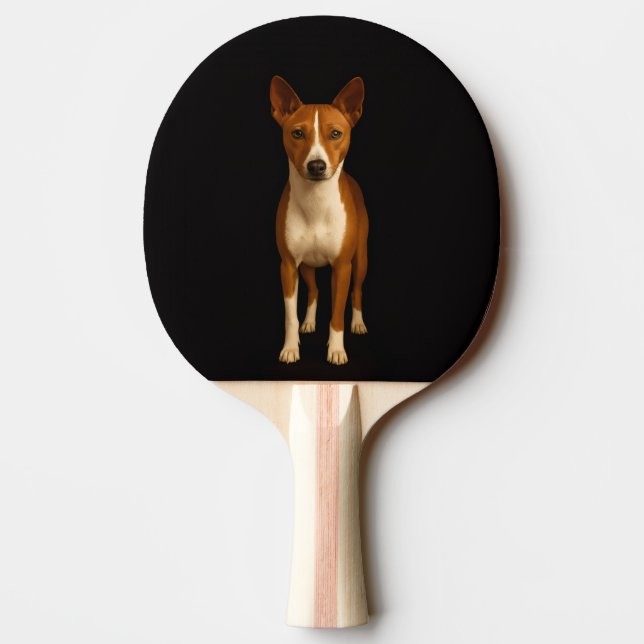 Black 4 Luxe ping pong paddle, Classy Basenji Dog Paddle (Back)