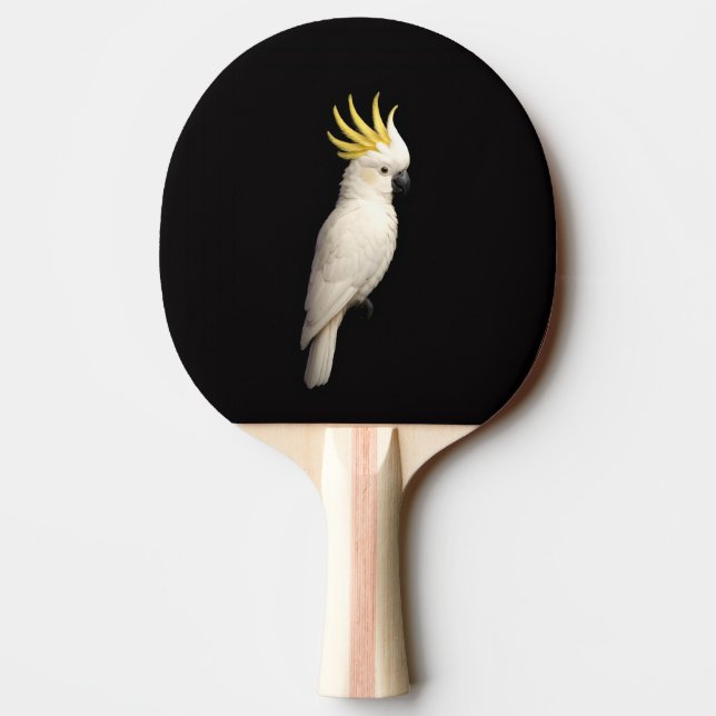 Black 4 Luxe ping pong paddle, Crested Cockatoo Paddle (Back)