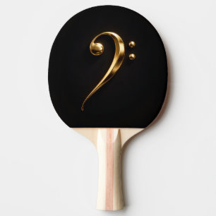 Black 4 Luxe ping pong paddle, Golden Bass Clef Paddle