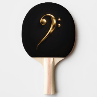 Black 4 Luxe ping pong paddle, Golden Bass Clef Ping Pong Paddle