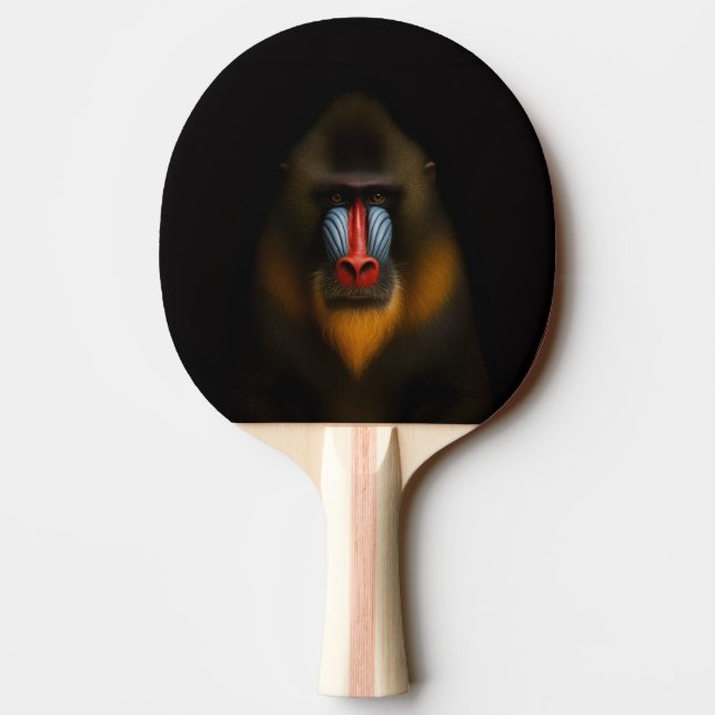 Black 4 Luxe ping pong paddle, Mandrill Monkey Paddle (Back)