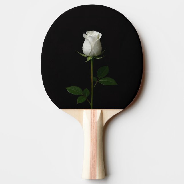 Black 4 Luxe ping pong paddle, Pure White Rose Paddle (Back)