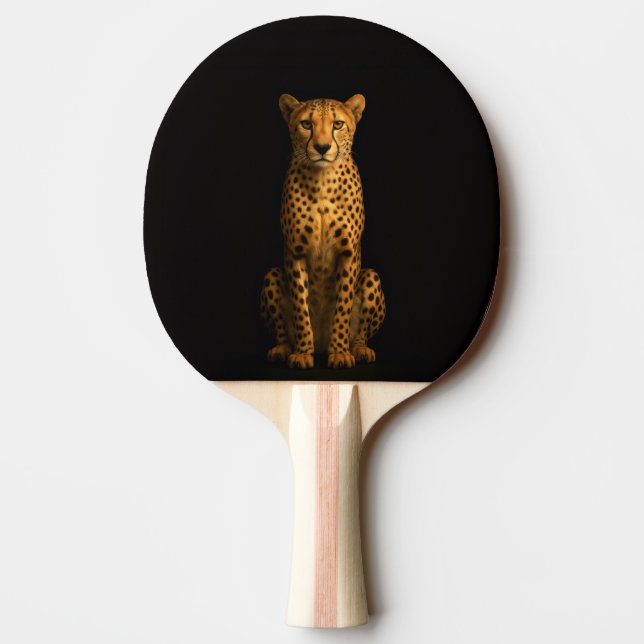 Black 4 Luxe ping pong paddle, Sleek Cheetah Paddle (Back)