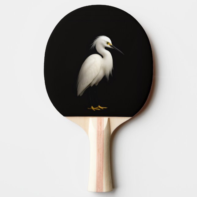 Black 4 Luxe ping pong paddle, Snowy Egret Paddle (Back)