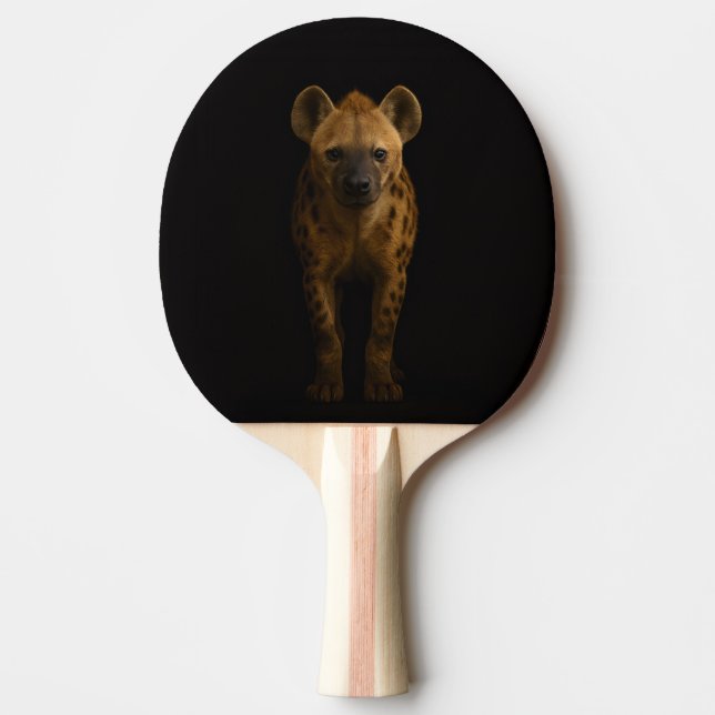 Black 4 Luxe ping pong paddle, Wild Spotted Hyena Paddle (Front)