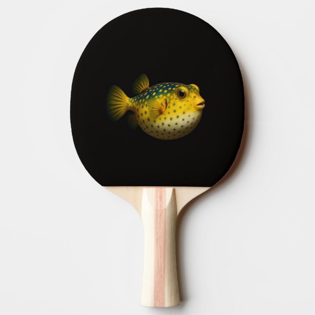 Black 4 Luxe ping pong paddle, Yellow Putterfish Paddle (Back)