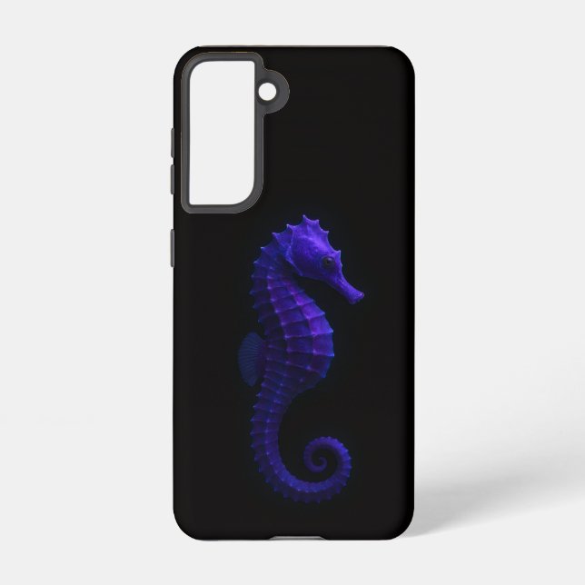 Black 4 Luxe Samsung Galaxy S21, Violet Seahorse S21 Case (Back)