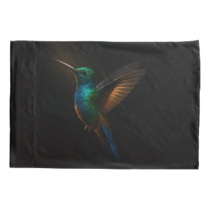 Black 4 Luxe Single Pillowcase, Hummingbird Flying Pillowcase
