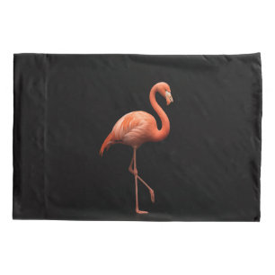 Black 4 Luxe Single Pillowcase, Pink Flamingo Bird Pillowcase