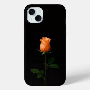Black 4 Luxe, Sunset Orange Rose iPhone 15 Plus Mini Case