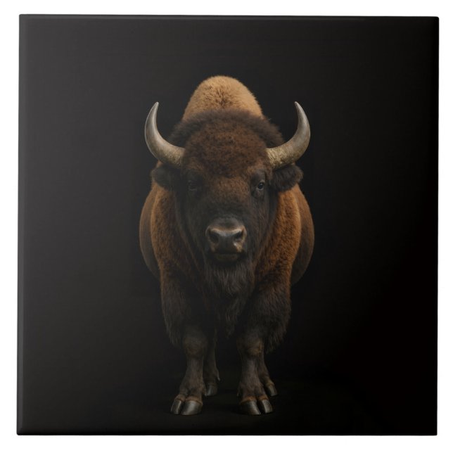 Black 4 Luxe Tile with American Bison (Front)