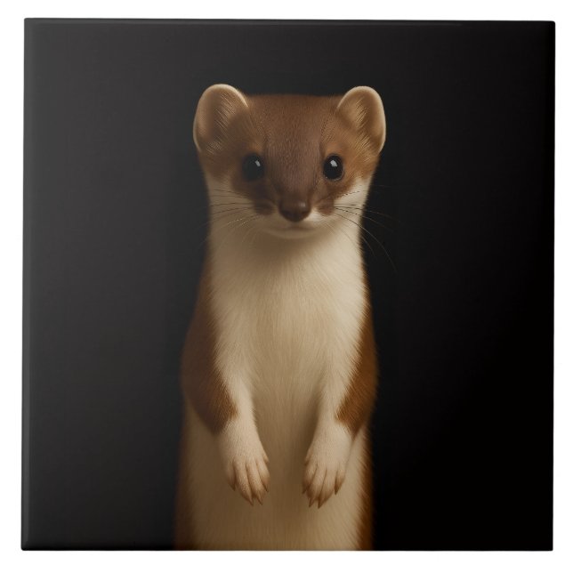 Black 4 Luxe Tile with Elegant Weasel (Front)