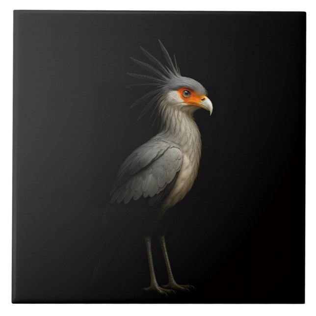Black 4 Luxe Tile with Exotic Secretarybird (Front)