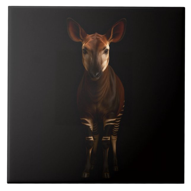 Black 4 Luxe Tile with Forest Okapi (Front)
