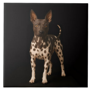 Black 4 Luxe Tile with Hairless Terrier Dog