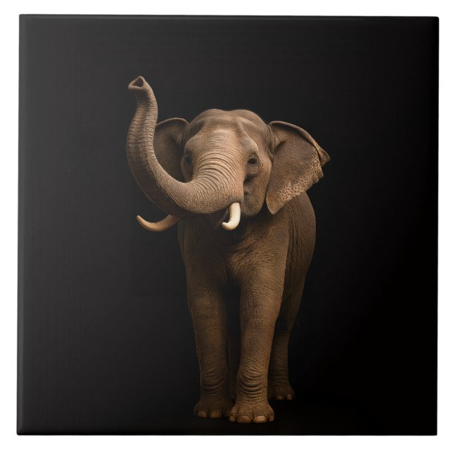 Black 4 Luxe Tile with Mighty Elephant (Front)