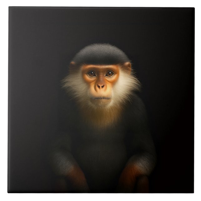 Black 4 Luxe Tile with Red Shanked Douc Langur (Front)