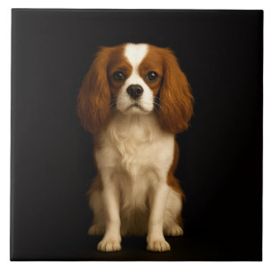 Black 4 Luxe Tile with Sweet Cavalier Spaniel