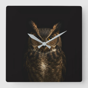 Black 4 Luxe Wall Clock with Golden Eye Owl