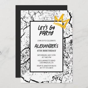 Black 4th birthday invitation Boy Hip Hop