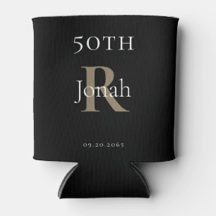 Black 50th Birthday Party Favour Can Cooler