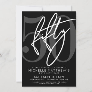 Black 50th Birthday Party Invitation