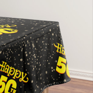 BLACK 50th Birthday Tablecloth