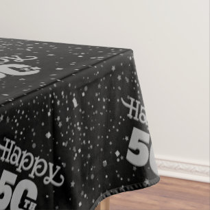 BLACK 50th with Grey typography Tablecloth