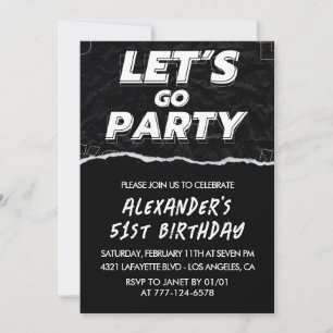 Black 51st birthday invitations Men White
