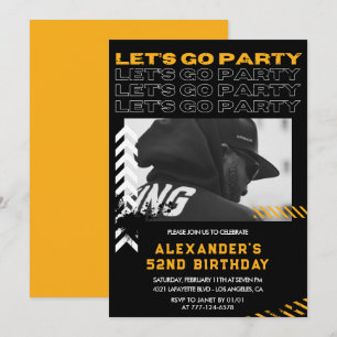 Black 52nd birthday invitations Men Photo Spray