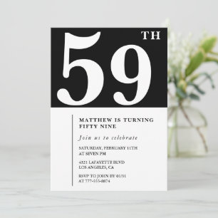 Black 59th birthday invitation Elegant Chic Simple