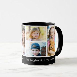 Black 5 Photo Family Where Life Begins Quote   Mug