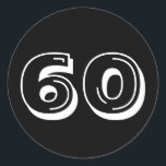 Black 60th Birthday Classic Round Sticker<br><div class="desc">60th Birthday Party,  black and white over the hill theme Party Favour and Celebration decor.</div>