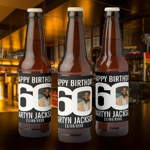 Black 60th Birthday custom photo name label