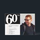 Black 60th birthday invitations Modern Chic Photo<br><div class="desc">Black 60th birthday invitations Modern Chic Photo</div>