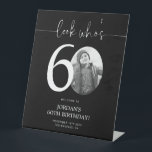 Black 60th Birthday Welcome Sign | Look Who's 60<br><div class="desc">Welcome guests to your 60th birthday celebration with this stunning editable welcome sign. Featuring a sleek, customizable layout, this template allows you to easily add your own photo and personalize the text, making it a perfect addition to your milestone 60th birthday decor. Ideal for entryways or as a party focal...</div>