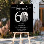 Black 60th Birthday Welcome Sign | Look Who's 60<br><div class="desc">Welcome guests to your 60th birthday celebration with this stunning editable welcome sign. Featuring a sleek, customizable layout, this template allows you to easily add your own photo and personalize the text, making it a perfect addition to your milestone 60th birthday decor. Ideal for entryways or as a party focal...</div>