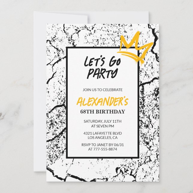 Black 68th birthday invitation Men Hip Hop modern (Front)