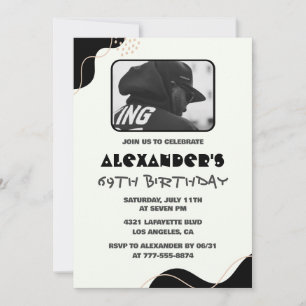 Black 69th birthday invitations Men Simple Photo