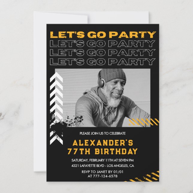 Black 77th birthday invitations Men (Front)