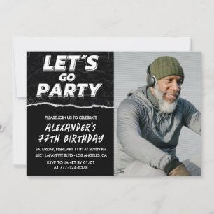 Black 77th birthday invitations Men Photo