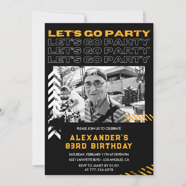 Black 83rd birthday invitations Men (Front)