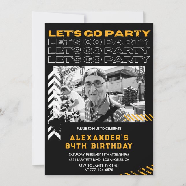 Black 84th birthday invitations Men (Front)