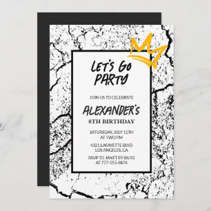 Black 8th birthday invitation Boy Hip Hop  