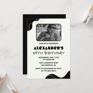Black 95th birthday invitations Men Simple Photo