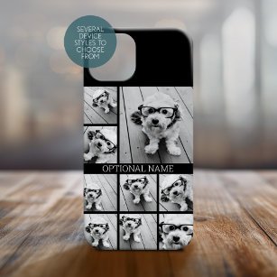 Black 9 Photo Square Collage - with name white Case-Mate iPhone 14 Case