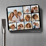 Black 9 Photo Square Collage - with script white<br><div class="desc">You can use square or selfie photos for this design. Use eight square photos to create a unique and personal gift. Or you can keep the hipster puppy and make a trendy keepsake. If you need to adjust the pictures,  click on the customize tool to make changes.</div>