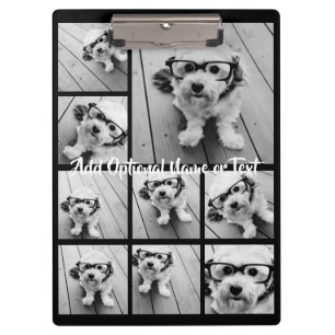 Black 9 Photo Square Collage - with script white Clipboard